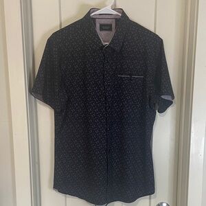 7 Diamonds Men's Black Patterned Button Down Shirt